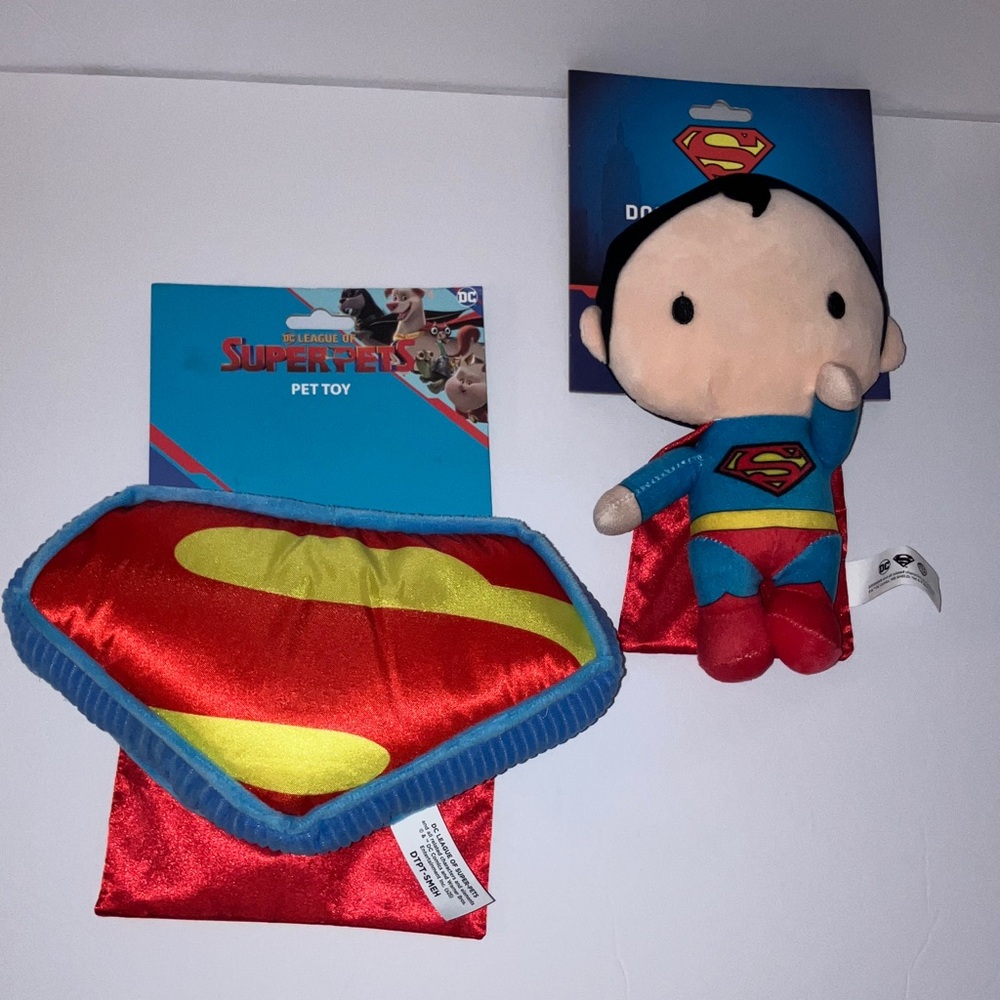 DC Superman Red‎ and Blue Pet Toy Set Squeak & Crinkle